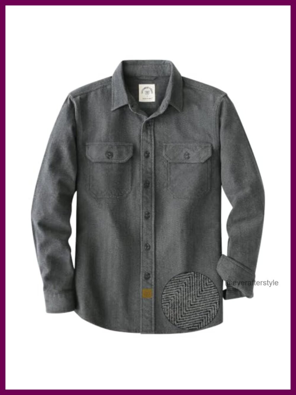 Herringbone Flannel Shirt Men Cotton Regular Fit Long Sleeve Button Down